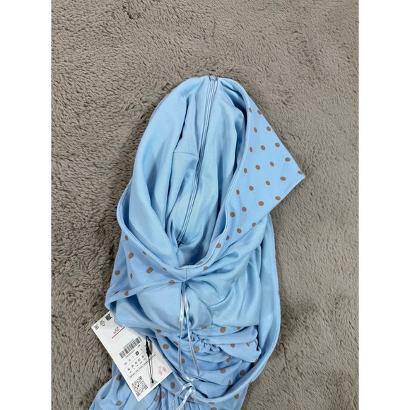 NWT Zara Light Blue Polka‎ Dot Sleeveless Ruched Bodycon Mini Dress size M Y2K - Picture 9 of 11